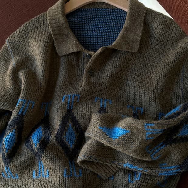 90's middle gauge loose knit polo