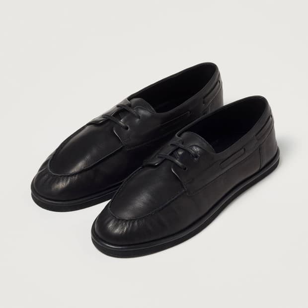 [8,8.5,9]오라리 26ss 소프트 레더 덱 슈즈/블랙