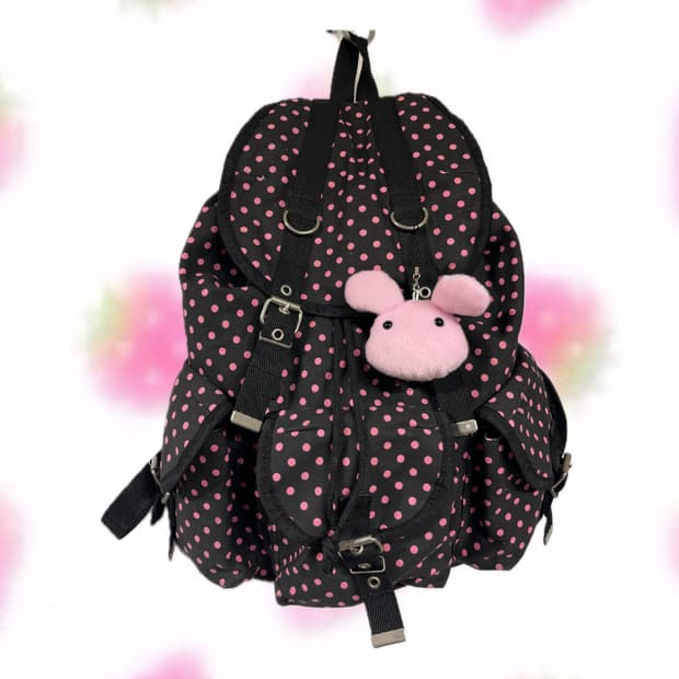 블랙 핑크 도트 백팩 🍓