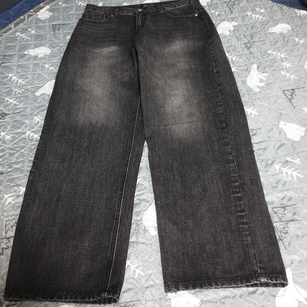 토피 워싱 와이드 데님팬츠 딥그레이 (XL)