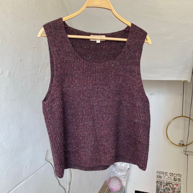 울 크롭 레이어드 니트 베스트