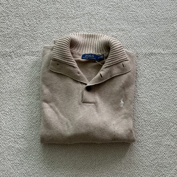 (새상품/정품) 폴로랄프로렌 버튼 반집업 니트 (베이지/남성L)