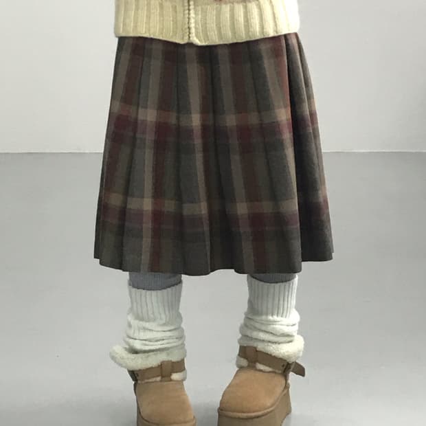 Jpn Wool Checked Midi Skirts
