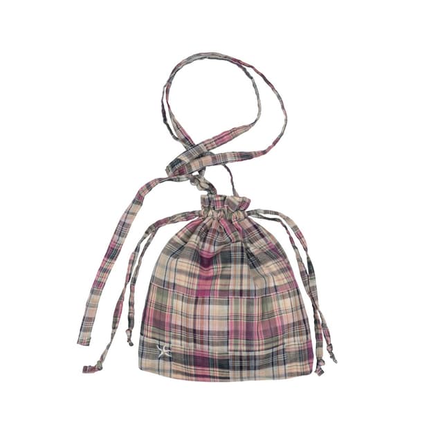 더콜디스트모먼트 tcm 빈티지 체크 파우치 크로스백 가방 퍼플