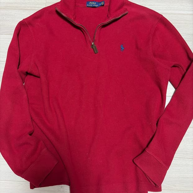 폴로 버건디 반집업 니트