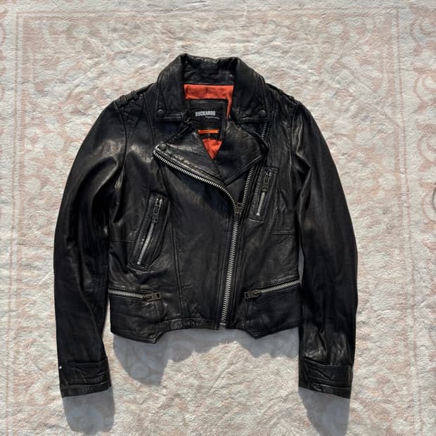 BUCKAROO y2k 리얼레더 크롭 더블라이더자켓