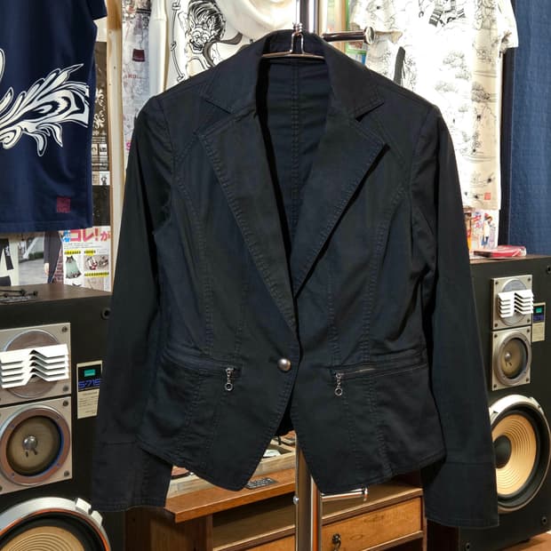 JPN 원버튼 블랙 코튼 슬림핏 블레이져