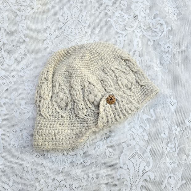 네추럴 케이블 털 모자