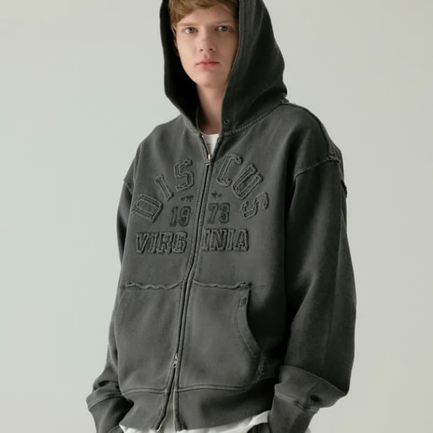 디스커스 애슬레틱 헤비웨이트 집업 후디 워시드 피그먼트 차콜 후드집업