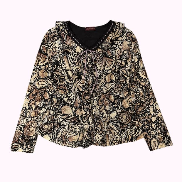 oriental pattern lace ribbon top