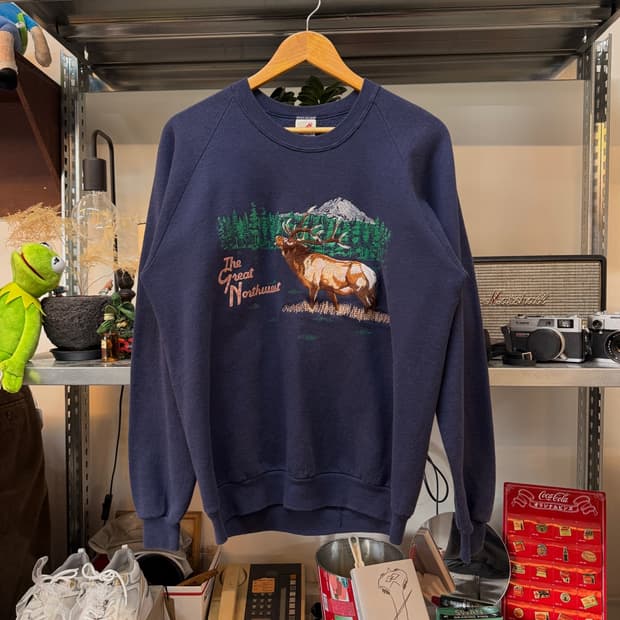 저지스 체인스티치 사슴 순록 미국빈티지 XL MADE IN USA