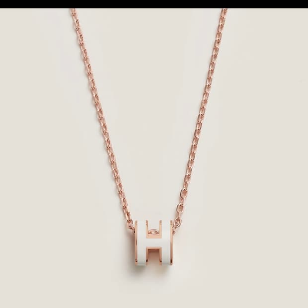 에르메스 팝아슈 미니 로즈골드 블랑 목걸이