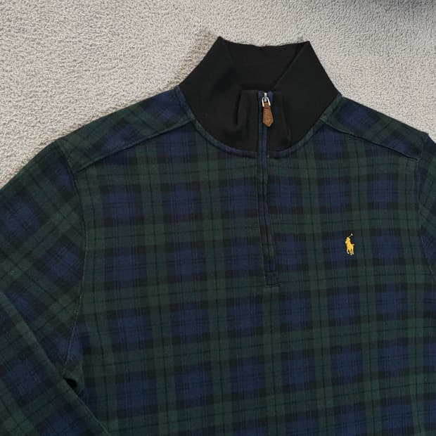95-100 폴로 polo 이스테이트 블랙와치 쿼터집업 니트