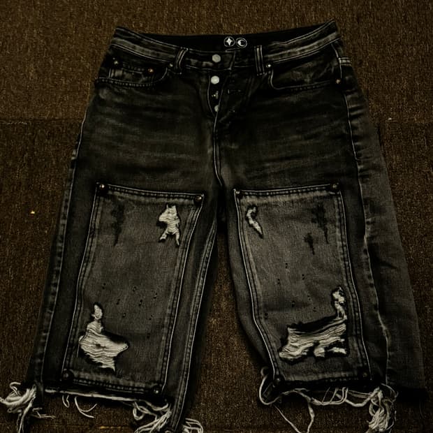 Double Knee Denim Shorts
