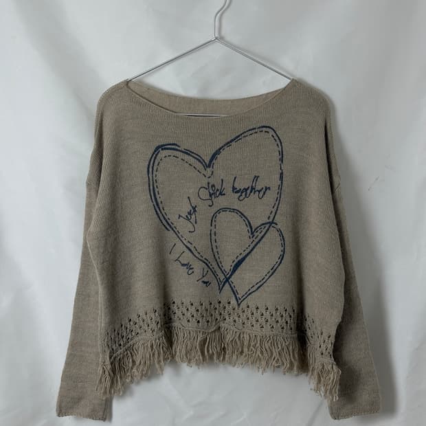 하트 테슬 크롭 니트