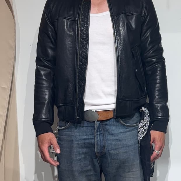 90sGAP Cow Leather Varsity Bomber Jacket