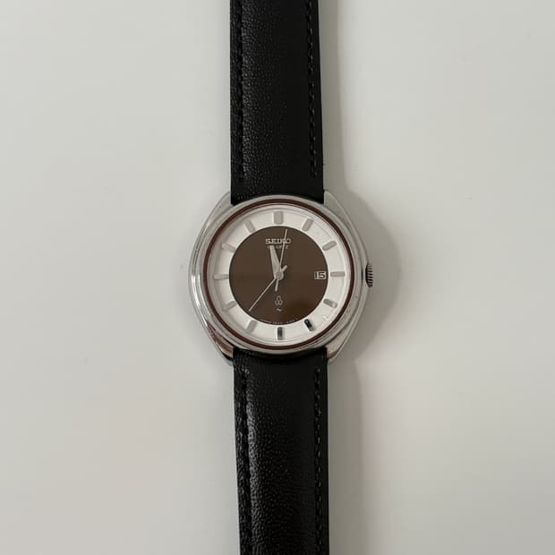 70s brown dial silver ladies quartz