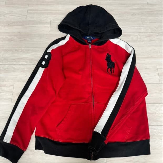 정품 폴로랄프로렌 빅포니 숫자 레드 후드집업 (44~55)