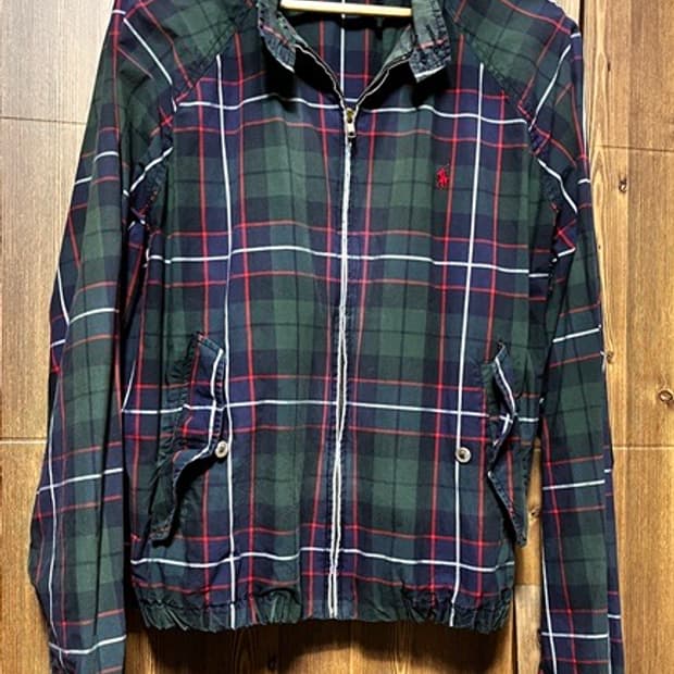 폴로 타탄 체크 홀겹 헤링턴 자켓 L 바라쿠타