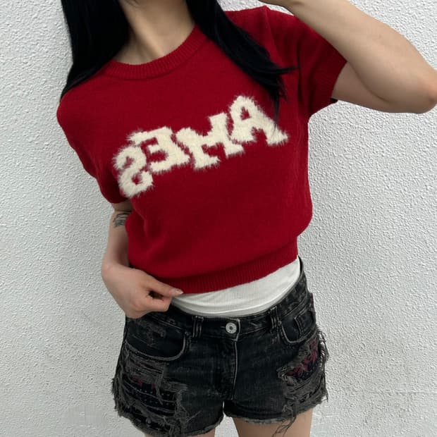 아메스 윌드와이드 레드 반팔니트 ( 새상품 )