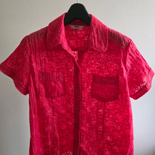 Hot Pink Crinkle Jacquard Shirt