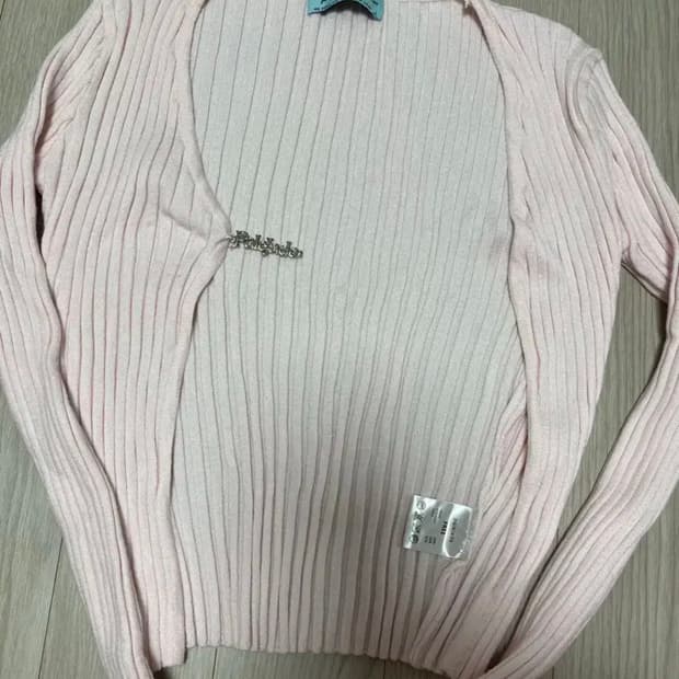 페일제이드 로고 펜던트 가디건 핑크