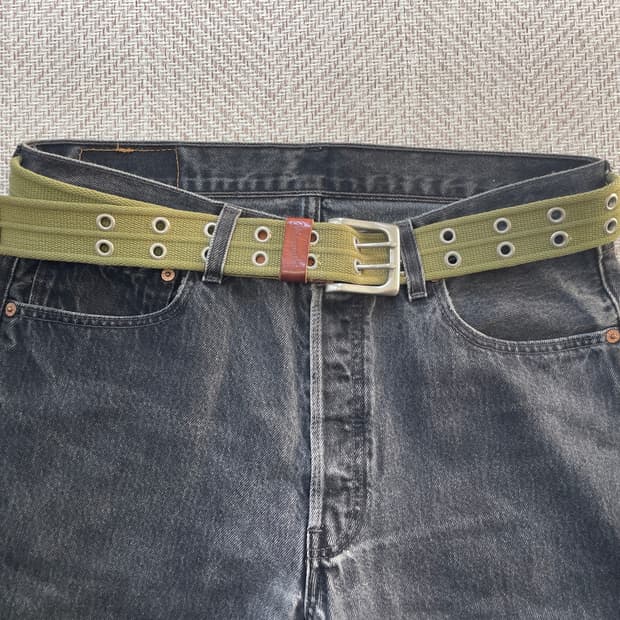 빈티지 Wrangler 더블 아일렛 캔버스 웹벨트