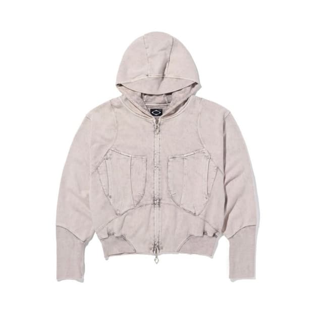 미스치프 빅포켓 후드집업 (bleached pink grey)