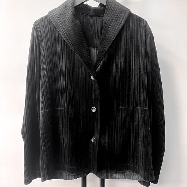 플리츠 플리즈 숄 카라 벨루어 블레이저