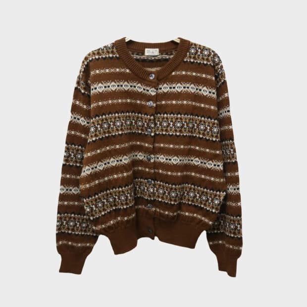 ROCOCO 눈꽃 패턴 울 혼방 니트 가디건 62061