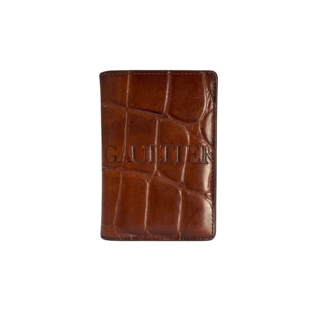 brown crocodile card case