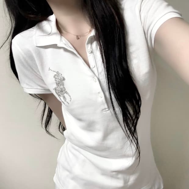 폴로 랄프로렌 빅포니 실버비즈 화이트 반팔