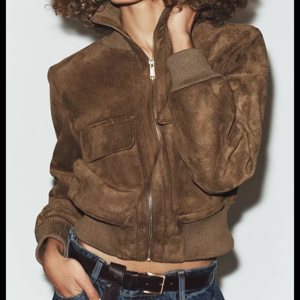 ZARA 자라 리브드 하이넥 봄버 자켓