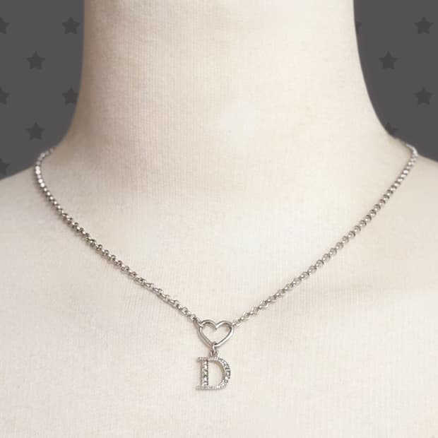 디올 아카이브 히메갸루 하트 드롭 큐빅 디올 로고 레이어드 목걸이 