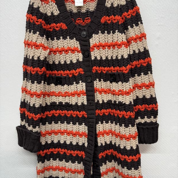 끌로에 뜨개질 디테일 롱 울 가디건 M
