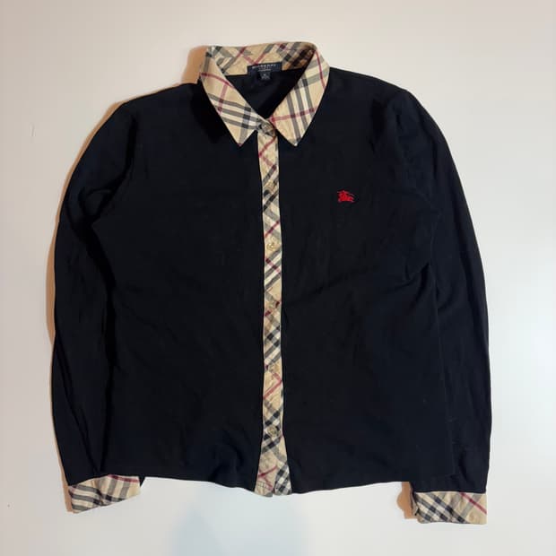 버버리 체크 트리밍 셔츠 자켓