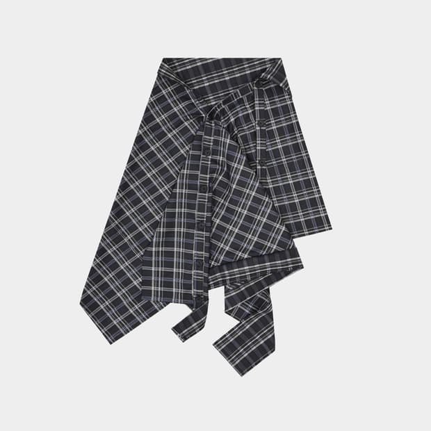 0tape STORMY GREY CHECK BUTTON WRAPSKIRT