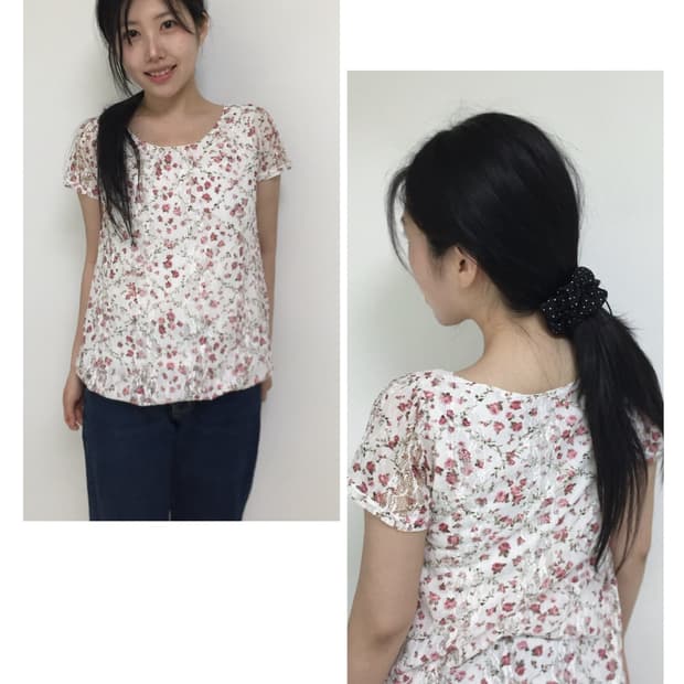 vintage flower lace balloon T blouse