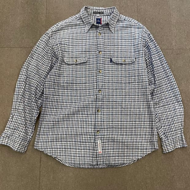 90s QUIKSILVER 퀵실버 헤비플란넬 체크 워크 셔츠 