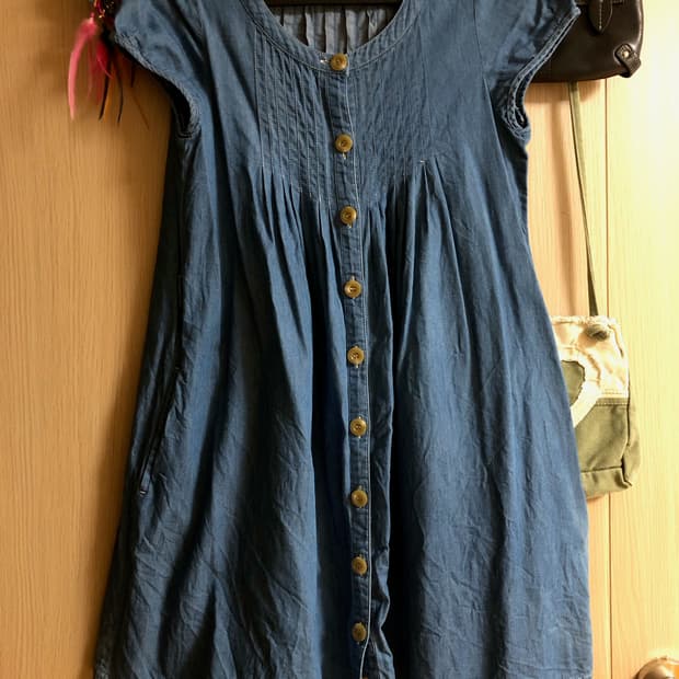 모리 데님 핀턱 원피스 