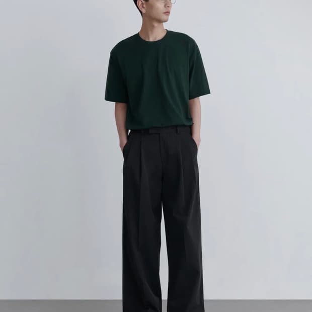 무신사 슈퍼 와이드 히든 밴딩 슬랙스[차콜 그레이]