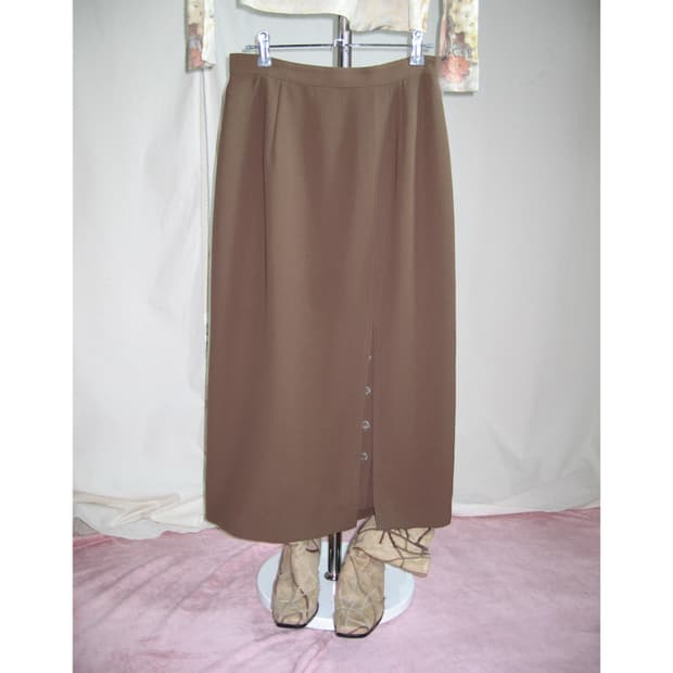 버튼 스트라이프 스커트