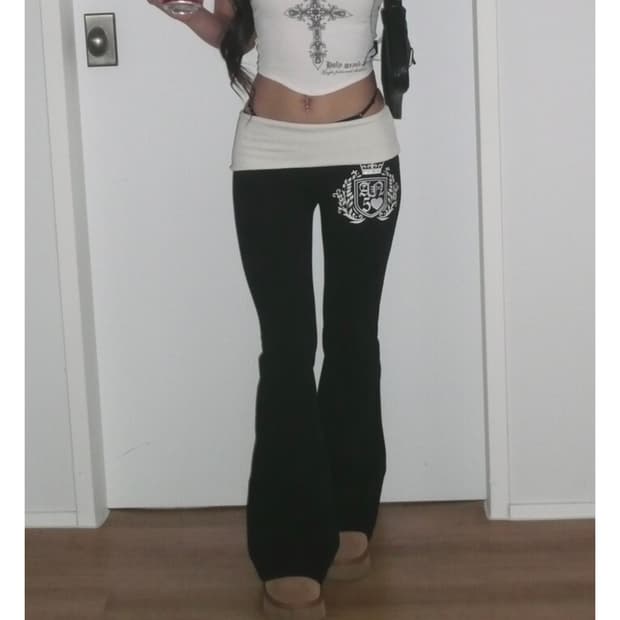 AN5 bootscut folded pants BLACK