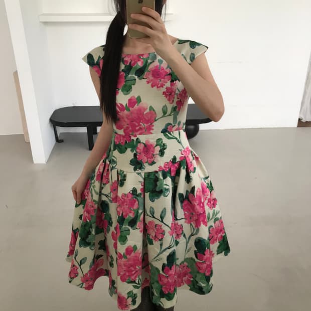 vintage pink pattern one-piece