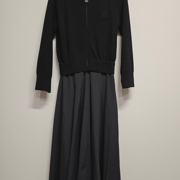 SJSJ 블랙 니트 롱 원피스