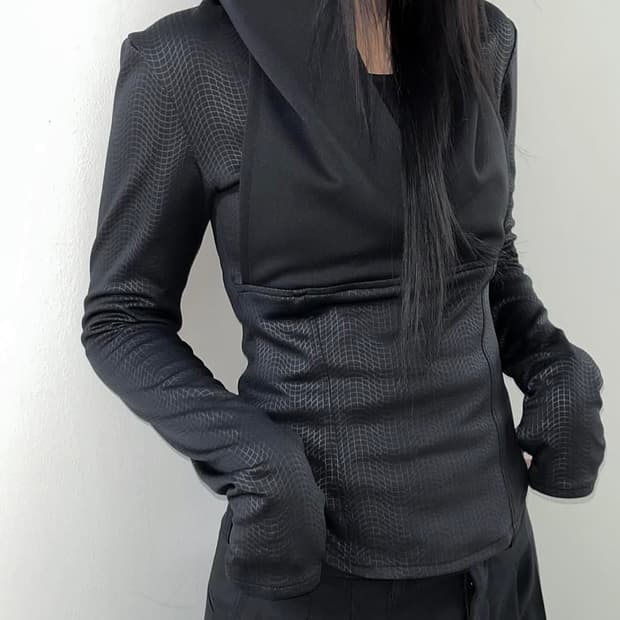 LAYERED WRAP JERSEY HOODIE