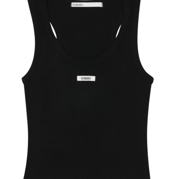 보헤미안서울 베이직 슬리브리스 크롭탑 블랙