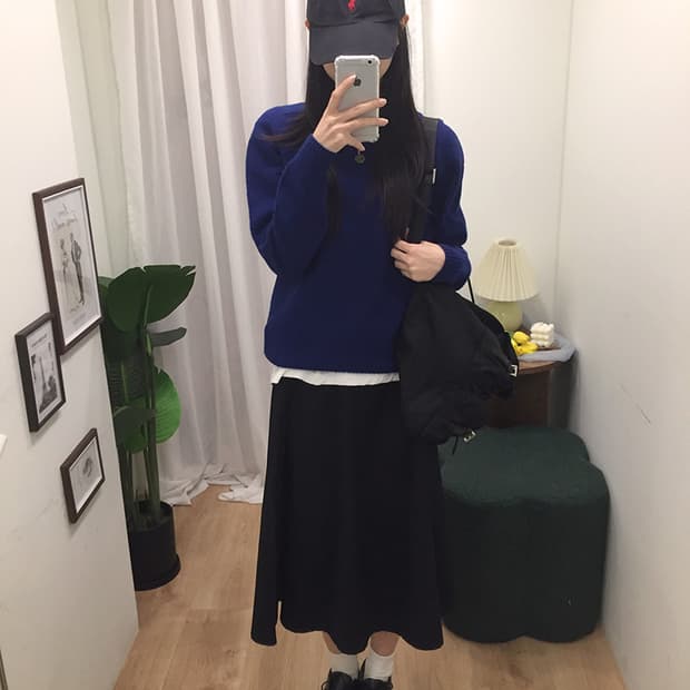 여성 유니클로 라운드니트 95