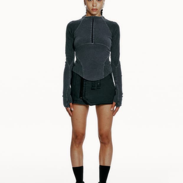 Hyein Seo 혜인서 하프집업 레글런 탑 애쉬블루 반집업롱슬리브그레이