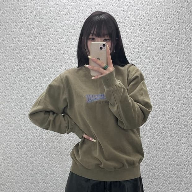 디스이즈네버댓 빈티지 레트로 올리브카키 맨투맨 S C09690